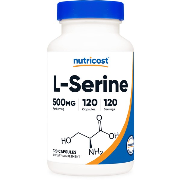 Nutricost L-Serine 500mg, 120 Capsules, 120 Servings - Vegetarian Capsules, Non-GMO, Gluten Free