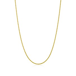The Bling Factory 2.2mm 24k Yellow Gold Plated Stainless Steel Twisted Rope Chain Necklace, 24 inches, Stainless Steel, No Gemstone