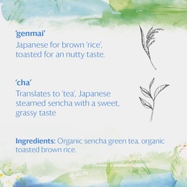 Grace Farms Organic GENMAICHA Green Tea (16 pyramid sachets) | Japanese Sencha and Toasted Rice | Smooth and Nutty | Organic and Kosher Certified | Gives Back 100% of Profits