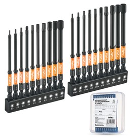 Toolant Impact Allen Wrench Drill Bit Set 20pcs (Metric & SAE), 1/4" Hex-Shank S2 Steel Hex Bits, CNC Machined Tips with Magnetism, 4" Long with Storage Box