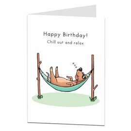 LimaLima Funny Happy Birthday Card For Men & Women. Chill Out And Relax Dog Hammock Design