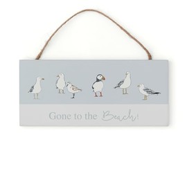 Cooksmart Coastal Birds Rectangular Plaque | British Designed Hanging Sign with Gulls & Puffins | Nautical Home Décor | Decorative Wall Plaque for Indoor Use | Matching Items Available
