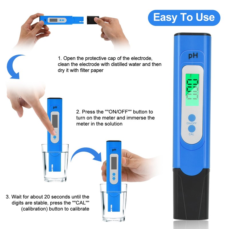 Aideepen PH Meter Digital, 0-14 pH Measuring Range, 0.01 High