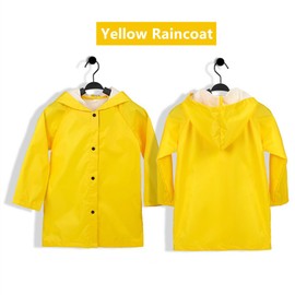 COJOUCCI Yellow Raincoat Rain Jacket - Children Lightweight Button Down Hoodie Rain Coat for Girls Boys Toddlers, Easy to Fold (US, Alpha, XX-Large, Regular, Yellow)