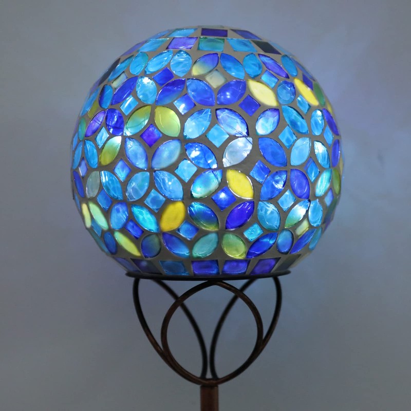 Solar Lights Outdoor Decorative, Solar Gazing Ball Mosaic Garden Stakes