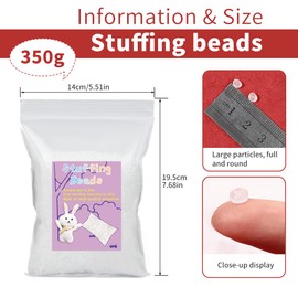 FTEVEN 350g / 12.3oz Toy Stuffing Beads, Premium Plastic Weight Stuffed Beads, Polyethylene Filler Beads, Plastic Transparent Stuffing Beads for Filling Bean Bags, Animal Toys, DIY Crafts