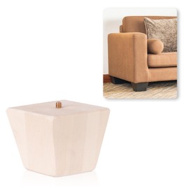 WADDELL Couch Feet (1 Count, Contemporary) | 3" Quick Mount Hardwood Sofa Legs for DIY Home Projects w/ 5/16" #18 Hanger Bolt | Unfinished Furniture Feet for Accent Armchair, Ottoman Bench, Foot Stool