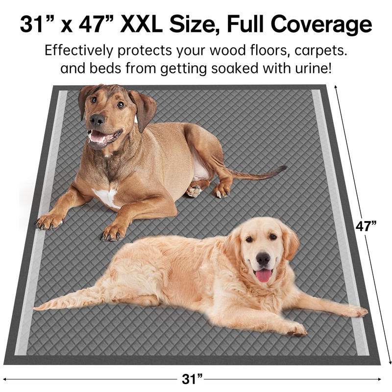 31"x47" Activated Charcoal Dog Pee Pads - 100 Count,Extra Large,Super