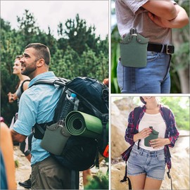 Lixada Camping Canteen Set 3pcs Aluminum Military Canteen Water Bottle Wood Stove Set with Cover Bag for Camping Hiking Backpacking Hunting