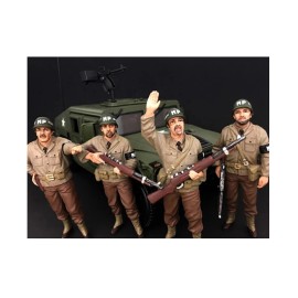 American Diorama 1:18 Scale Models DCD WWII Military Police 4-Piece Plastic PVC Figure Set Army Toys for Boys