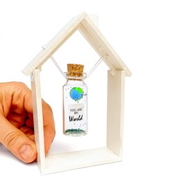 You are My World Decorative Jar for Boyfriend or Girlfriend, Romantic Anniversary and Valentine Day Present (Hanging in a Wooden Frame)