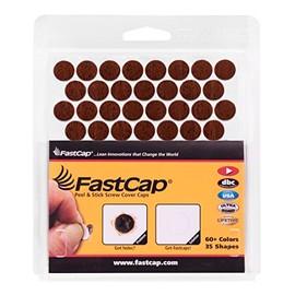 FastCap - Screw Hole Covers, 9/16" (14mm) Stickers - Professional Woodworking & Cabinetry - One Sheet (53-Caps) - Woodgrain PVC, Color - Red Mahogany