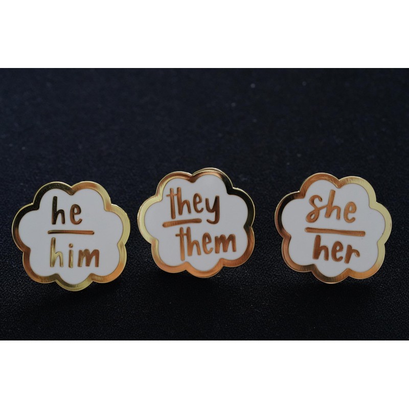 They Them Pronoun Brooch Button Non-Binary Badge Enamel Lapel Pin