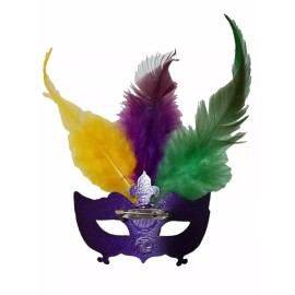 MGPS Pin Mardi Gras Feather Mask Purple Green Yellow Party Favor