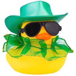 CoFuBcad Rubber Duck Car Dashboard St. Patrick's Day Decoration Cute Car Ornaments Accessories with Lucky Green Shamrocks Hat, Skirt and Sunglasse(A6)