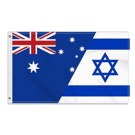 Large 3×5 FT Israel Australia Friendship Flag, Big Israelis Australian 150D National 2 in 1 Outdoor Banner,DecorGarden with Brass Gromment