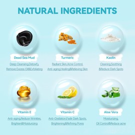 BOJICA 3PCS Clay Face Mask Skincare - Facial Skin Care Mask for Deep Pore Cleansing Turmeric Dead Sea Mud Green Tea Purifying and Hydrating - Reduce Acne Blackheads for Women and Men 2.5 OZ each