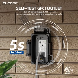 ELEGRP Outdoor GFCI Outlet with Extra-Duty in Use Cover, 20 Amp TRWR Self-Test GFI Receptacle, 1 Gang Weather Resistant in-Use Cover, Lockable, Horizontal/Vertical Mount, UL Listed, 2 Pack, White