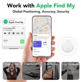 Air Tracker Tags-4 Pack: Smart Bluetooth Tracker, Item Finder Works with Apple Find My (iOS Only) App, Trakcer Tag Locator for Keys, Luggage, Satchel, Backpack etc. (Not for Android Devices)