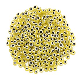 200pcs Evil Eye Beads Yellow Resin lampwork Beads Smooth Surface for DIY Jewelry Bracelets Necklaces Earrings Craft Gift Making(Yellow)