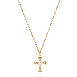 Valloey Rover Gold Cross Necklace for Women 14K Gold Plated Chain Necklace Dainty Gold Cross Pendant Necklace Simple Cute Necklaces for Women Christian Faith Necklace Jewelry (Style 6)