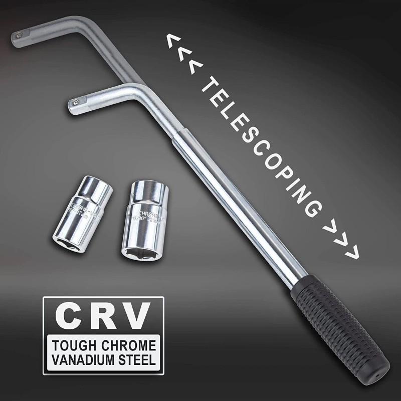 Cartman Telescoping Lug Wrench CR-V Sockets 17/19, 21/22mm