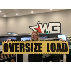 Oversize Load Banner Sign for Trucks w/Grommets - 2 Pack (12" x 60")