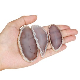 dssmboom Set of 10 Natural Agate Slices Stone for Home Decoration Place Cards, Irregular Geode Agate Stone for Jewelry Making, Natural Color