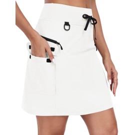 MoFiz Womens Tennis Skirts Shorts Summer Athletic Skorts for Women Hiking Ladies Skorts with Built in Shorts White