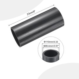 sourcing map 4 Inch PVC Rigid Tube Round Pipe Tubing Hardware Tubing 99.4mm ID 110mm OD 9" Length Dark Grey High Impact for Water Pipe, Crafts, Cable Sleeve