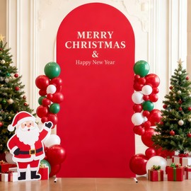 6FT Red Arch Cover - Polyester Fitted Wedding Arch Stand Covers Round Top Chiara Arch Backdrop Cover for Birthday Party Banquet Photo Background Decoration