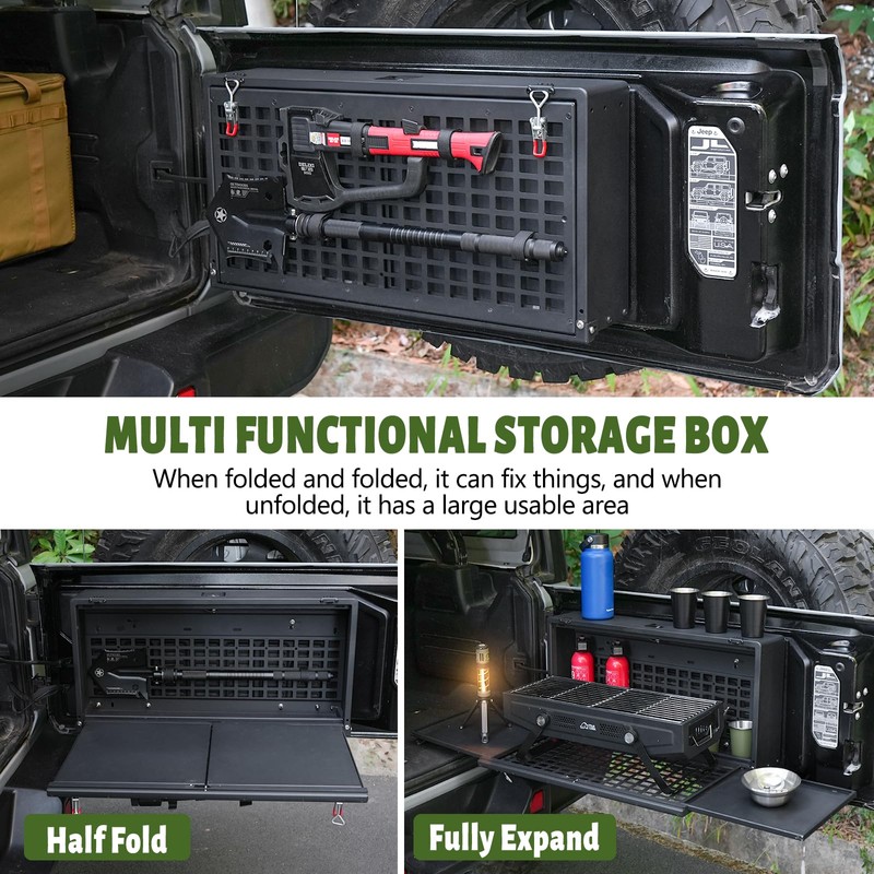 Tailgate Table Molle Panel Lock Box Compatible with Jeep Wrangler