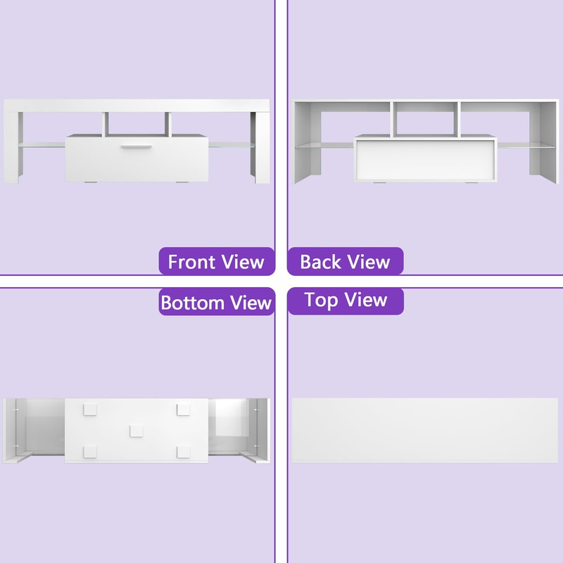 Clikuutory Modern Lighting 51 inch TV Stand with Large Storage