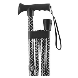 CLOKTA Walking Cane for Men and Women, Foldable Floral Lightweight Adjustable Portable for Folding Canes, Comfortable T-Handle for Seniors Adults (Black Check)