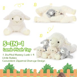 MorisMos Sheep Teddy with Babies inside, Lifelike Cuddly Goat Stuffed Animal Plush Soft Toys, Kawaii for Kids Girls Boys Birthday Party Decoration (50 cm)