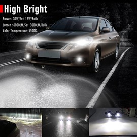 Luz antiniebla LED de repuesto para Nissan 07-21 Altima, 13-16 Pathfinder, 15-18 Murano, 15-17 Juke, 04-19 Sentra (excepto SE-R), 07-14 Maxima, 14-16 Versa Note, lámpara antiniebla de conducción de conductor y pasajeros