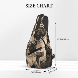 PVTIONXIE Portrait of Many Pugs in Sepia Sling Backpack for Women Men, Chest Bag Daypack Crossbody for Travel Sport Running Hiking