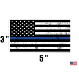 Rogue River Tactical 4 Pack Thin Blue Line Lives Matter Flag Sticker Car Truck Decal Gift Support Police Officers Law Enforcement 5x3 Inch