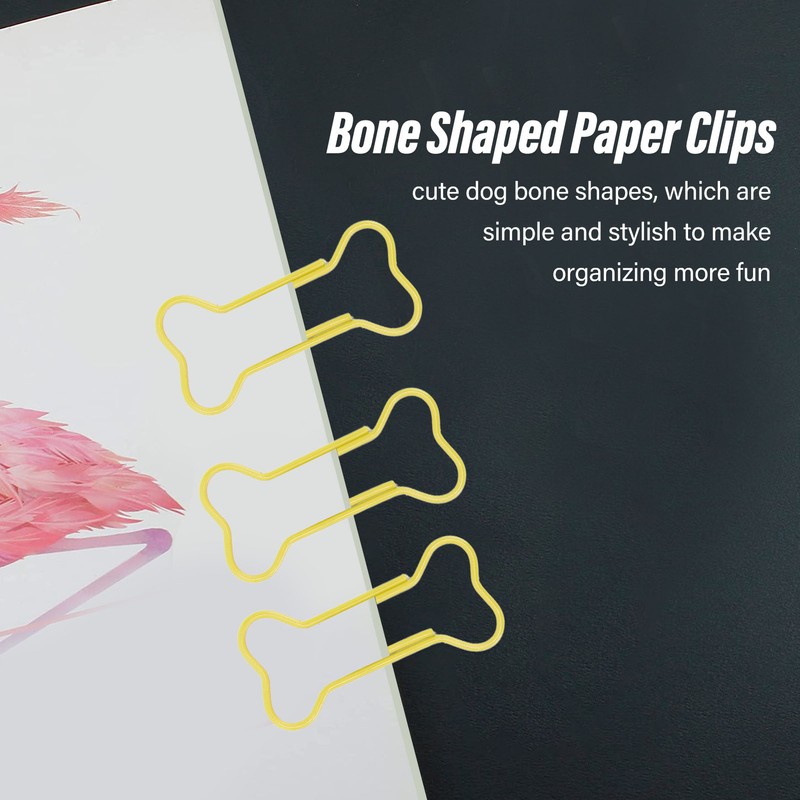 100pcs Colored Dog Bone Shape Paper Clips Black Lightweight Notebook