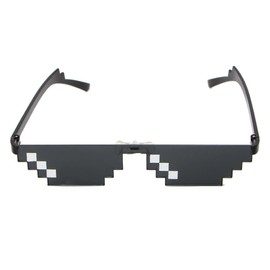 XUZHUWANG Cool 3-Bit MLG Pixel Sunglasses Deal With It Glasses Pixel Sunglasses Uv400 Sunglasses for Men Polarised, Bk