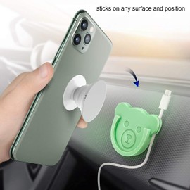 TOPGO Socket Car Mount for Phone Holder Cute Bear Style Silicone Grip Stand with Phone line Clasp for Collapsible Socket User Used on Dashboard, Home, Office, Kitchen, Desk, Wall (Color) 3 Pack