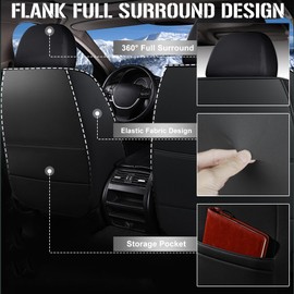 TTX LIGHTING 2 Front Car Seat Covers Fit for Hyundai Tucson 2005-2024 2025 Ice Silk Leather Breathable Waterproof All Weather Automotive Seat Cushion Protector Cover Compatible with Airbag(Black)