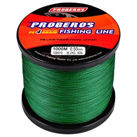 BAIKALBASS Braided Fishing Line 4 Strands Strong Multifilament PE Braid Wire for Saltwater 547Yard/500M 100LB Green