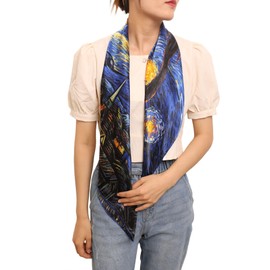 Prettystern Ladies Silk Scarf with Van Gogh Impressionism Art Motif, P884 - Starry Night Starry Night