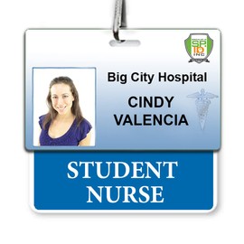 Student Nurse Badge Buddy - Heavy Duty Horizontal Badge Buddies for Student Nurses Spill & Tear Proof Cards - 2 Sided USA Printed Quick Role Identifier ID Tag Backer by Specialist ID (Blue)