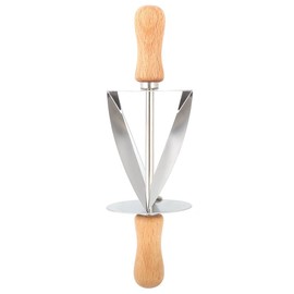 Stainless Steel Croissant Cutlery, Bread Hob Cutting Bread, Dough, Pastry Making Tool with Wooden Handle
