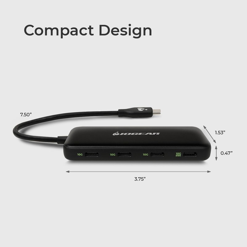 IOGEAR 4 Port USB-C Hub, USB 3.2 Gen 2, 10Gbps,