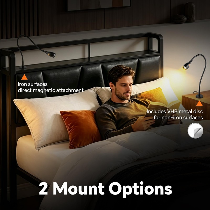 acegoo Minimalist Magnetic Reading Light for Bed Headboard Dimmable LED