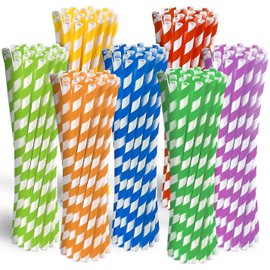 Pack of 225 Paper Straws Drinking Assorted Straws for Drinking Straws Biodegradable Wedding Party, Party Straws Restaurant Juice Coffee Cold Drinks-Straws Drinking Paper Durable Drinking Straws Paper