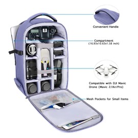 MOSISO Camera Backpack, DSLR/SLR/Mirrorless Photography Camera Bag 15-16 inch Waterproof Hardshell Case with Tripod Holder&Laptop Compartment Compatible with Canon/Nikon/Sony, Lavender Gray